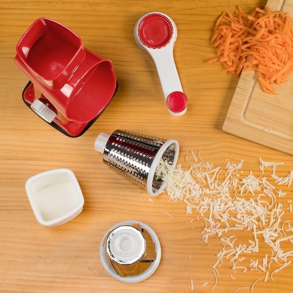 Cheese Grater Hand Crank Rotating Cheese Shredder Stainless Steel red - Picture 6 of 6